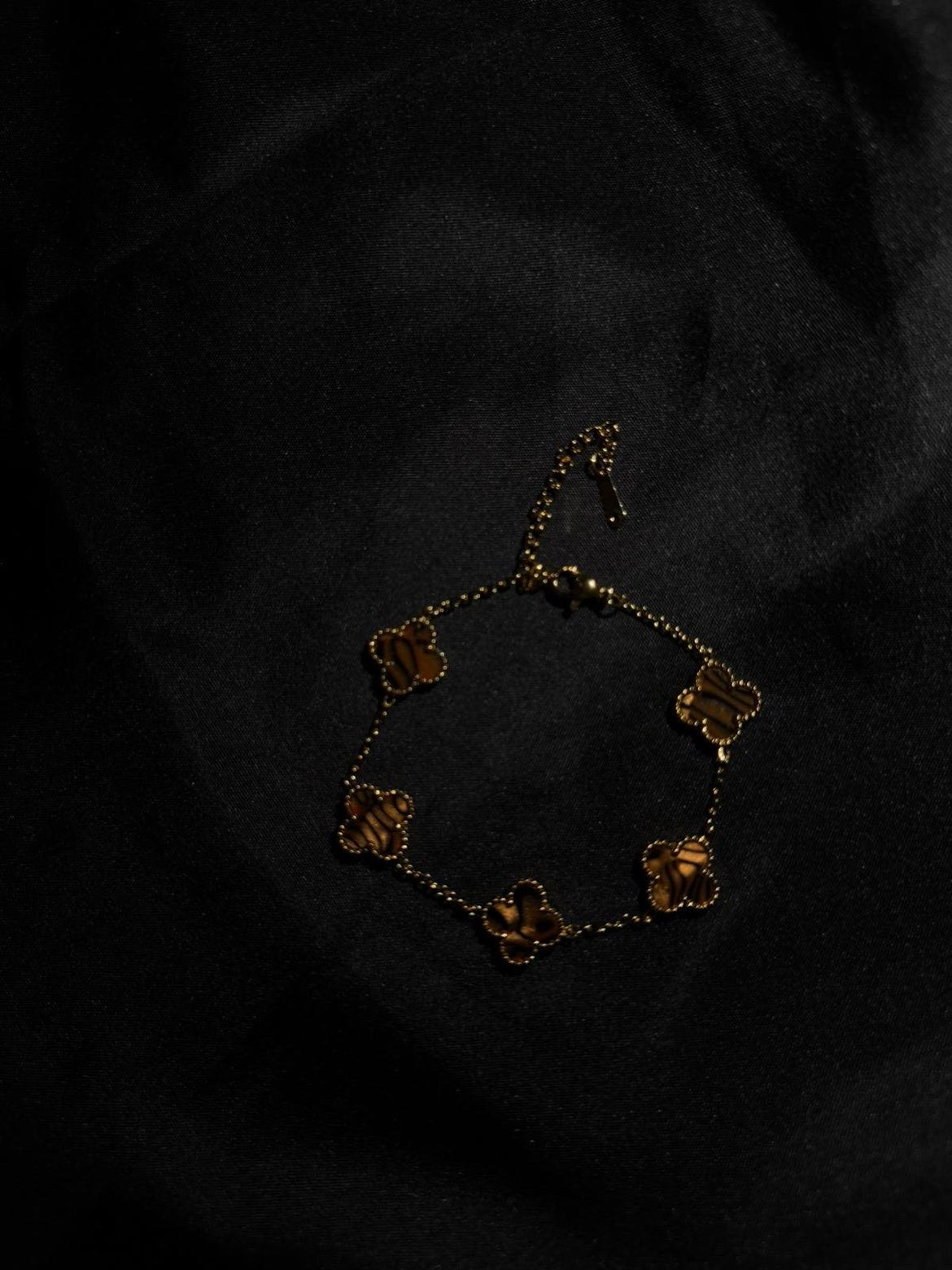 Bracelet Eléna - Trèfle Doré avec Pierres Naturelles Léopard