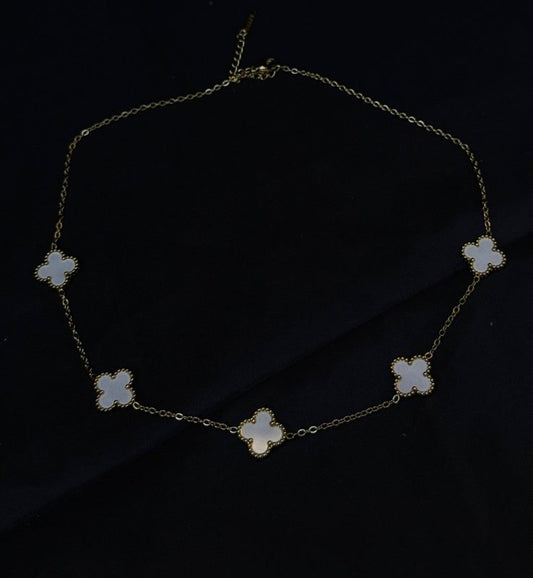 Collier Trèfle Nacre Blanche - Bijou Argenté Raffiné