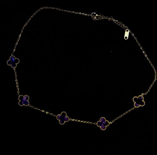 Collier Trèfle Violet Améthyste - Bijou Argenté Raffiné